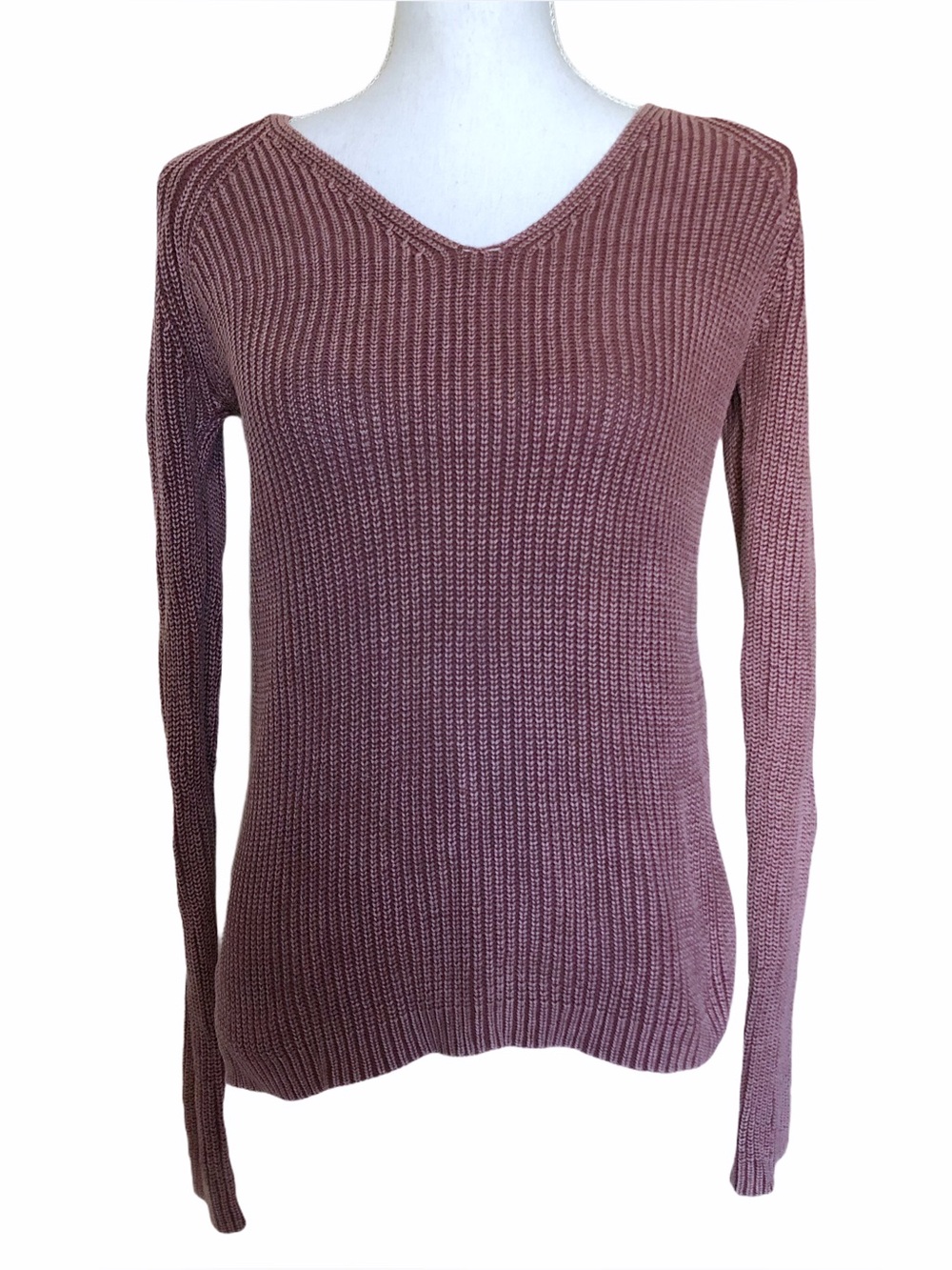 Cotton On Light Purple Ribbed Long Sleeve V-neck Sweater XS